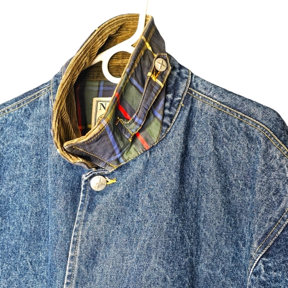 Vintage Y2K Nautica Barn Field Denim Corduroy Full Zip Plaid Liner Coat Sz L - Picture 3 of 16